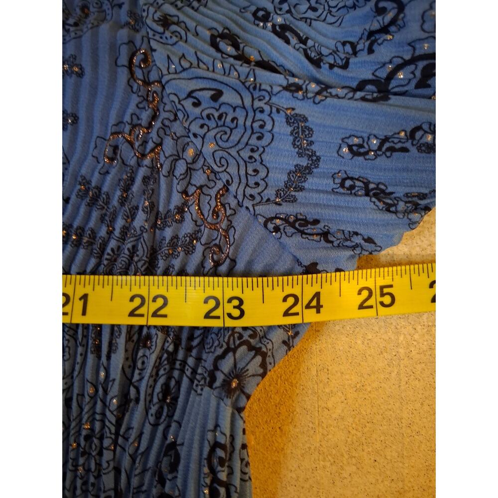 Dressbarn Shirt 2X Blue Ruffled Paisley Floral Tunic Blouse Lightweight Top - Picture 9 of 12